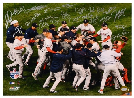 Lot of Four (4) 2007 Boston Red Sox Team Signed 16x20 Photographs
